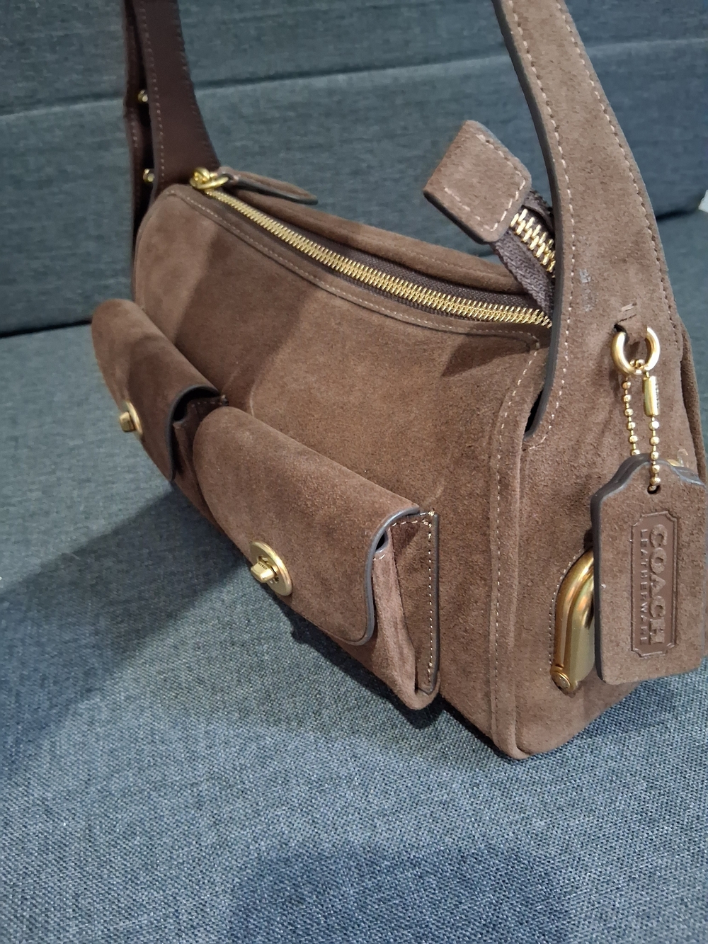 Coach Brown Suede Mini Haversack - Picture 2 of 6